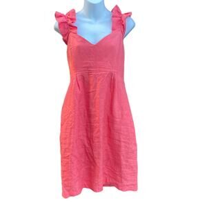 Leona by Lauren Leonard Coral sweetheart neckline linen mini dress